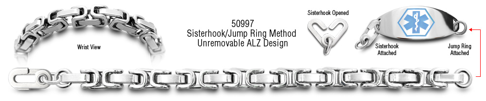 Arezzo 50997 Alzheimers Unremovable Stainless Medical Alert Bracelet Set